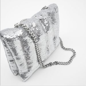 Zara Quilted Mini Sequined Crossbody NWT